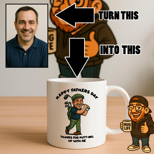 Custom Cartoon Golf Mug - Turn Your Photos Into a Unique Gift